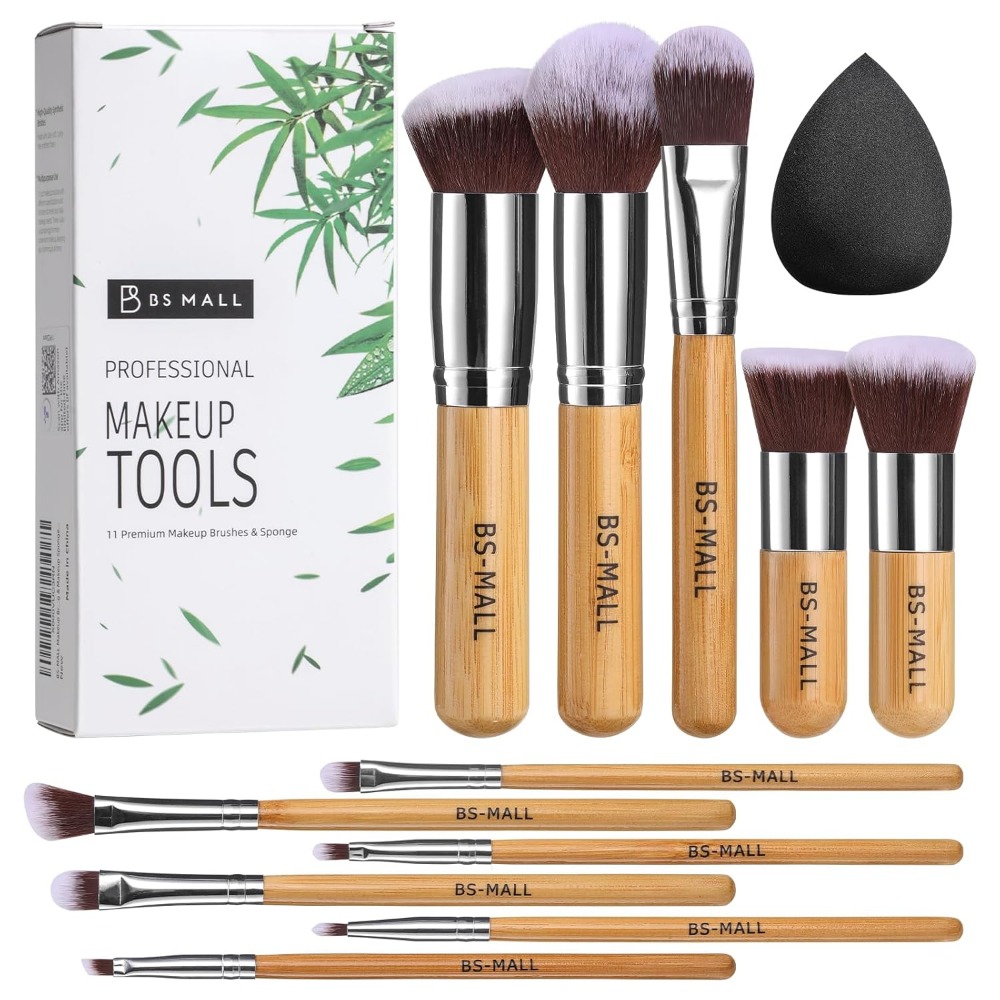 Beauty Makeup Face - BS-MALL ชุดแปรงแต่งหน้า 11 ชิ้นไม้ไผ่สังเคราะห์ Kabuki ชุดแปรง