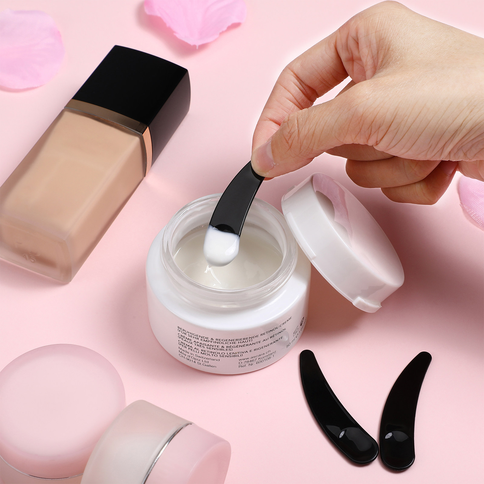 Beauty Makeup Face - 50 ชิ้น ช้อนสปาตูล่าสำหรับบำรุงผิวหน้า ช้อนสำหรับครีมหน้า ช้อนสปาตูล่าสำหรับผสมและคนมาสก์ โลชั่น