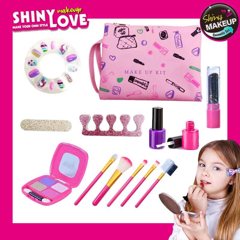 Beauty Makeup Games For Girls - ชุดแต่งหน้าสำหรับเด็กผู้หญิงพร้อม tas kosmetik ของเล่นแต่งหน้าเพลย์เฮ้าส์-ชุดเดินทางโทรศัพท์มือถือชุดเสริมสวยเล็บลิปสติกเกมของเล่นแสนสนุก