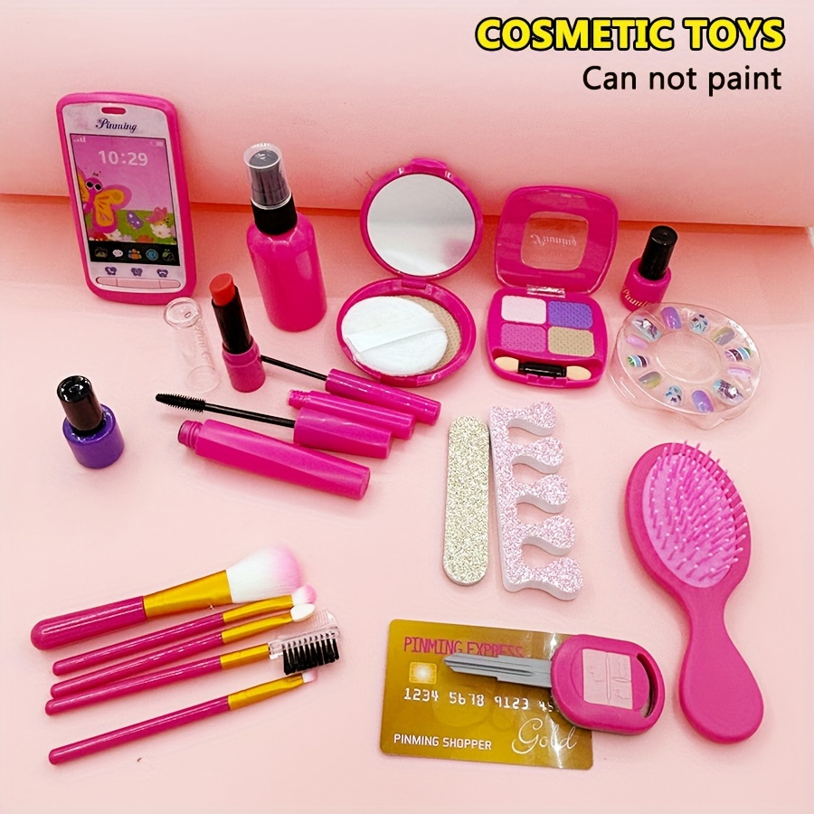 Beauty Makeup Games For Girls - แกล้งแต่งหน้าชุดสําหรับเด็กผู้หญิงพร้อมกระเป๋าเครื่องสําอางของเล่นแต่งหน้า Playhouse- โทรศัพท์มือถือชุดเดินทาง, ชุดความงามเล็บลิปสติกสนุกเกม