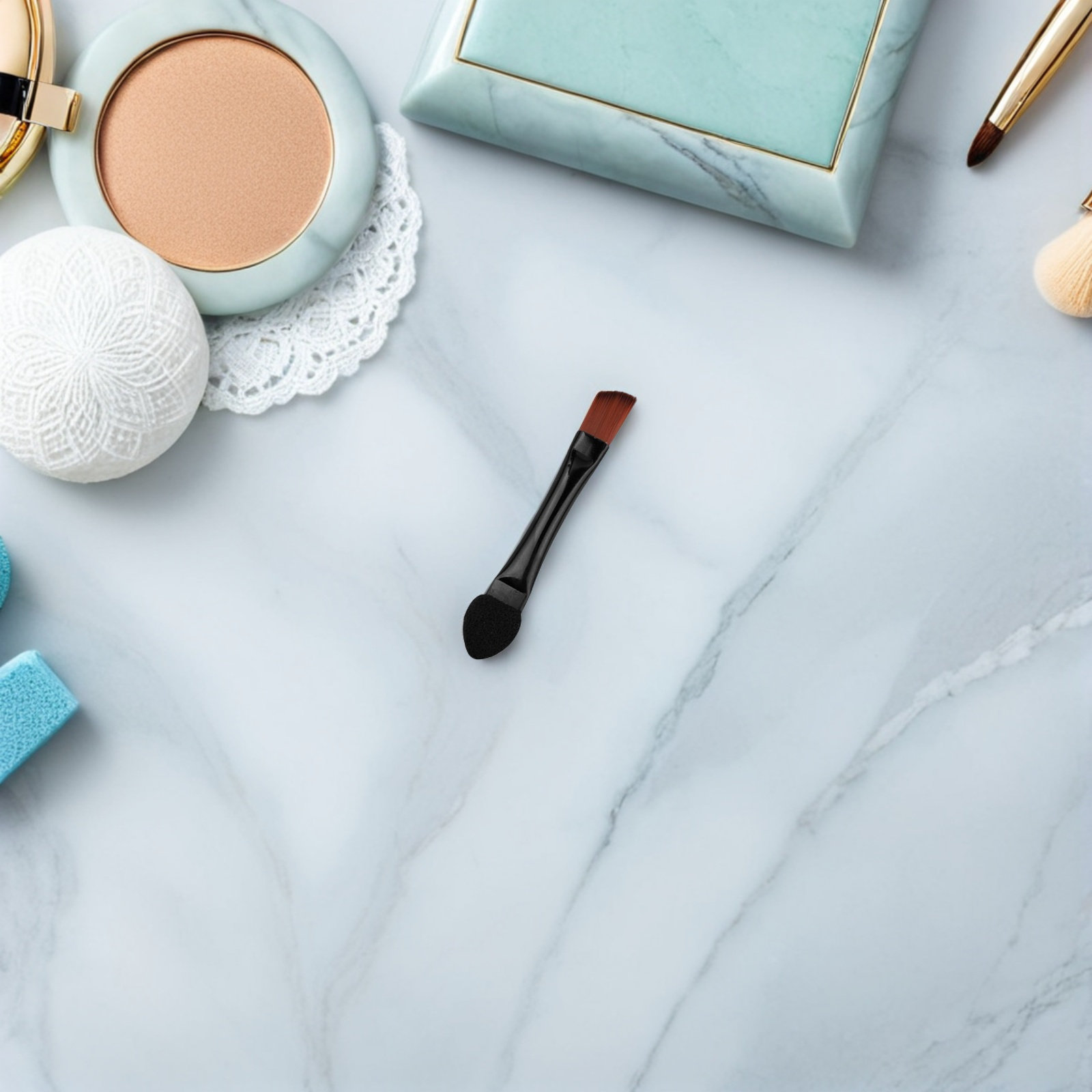 Beauty Makeup Tool - แปรงแต่งหน้าสองด้าน 50 ชิ้น สำหรับเขียนคิ้วและเกลี่ยอายแชโดว์ อุปกรณ์ความงามอเนกประสงค์สำหรับการแต่งหน้าขณะเดินทาง