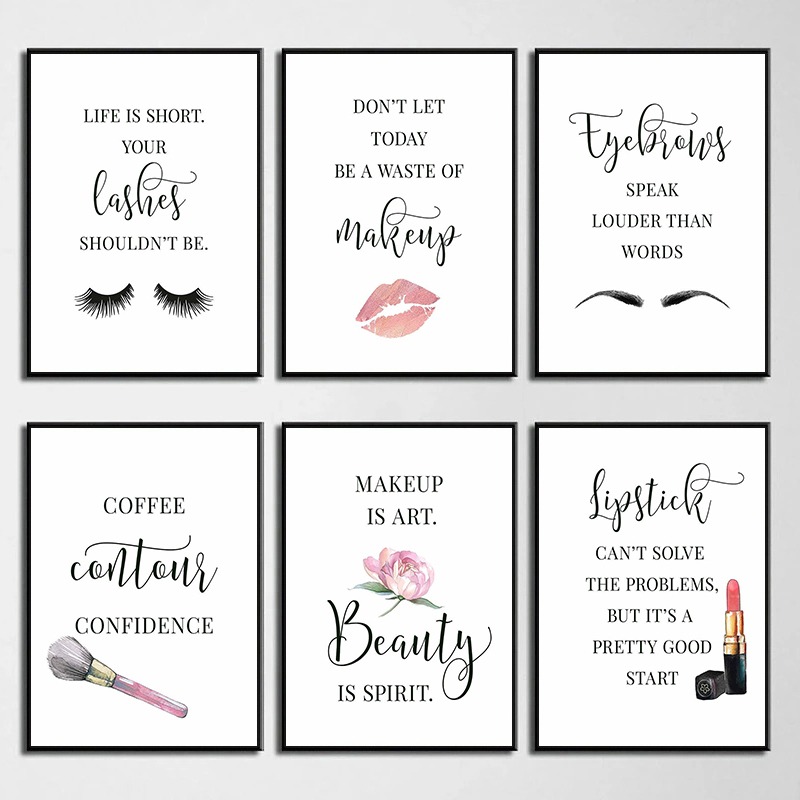 Beauty Of Makeup Quotes - โปสเตอร์คำคมเกี่ยวกับการแต่งหน้า ขนตา คิ้ว ลิปสติก คอนทัวร์ ริมฝีปาก