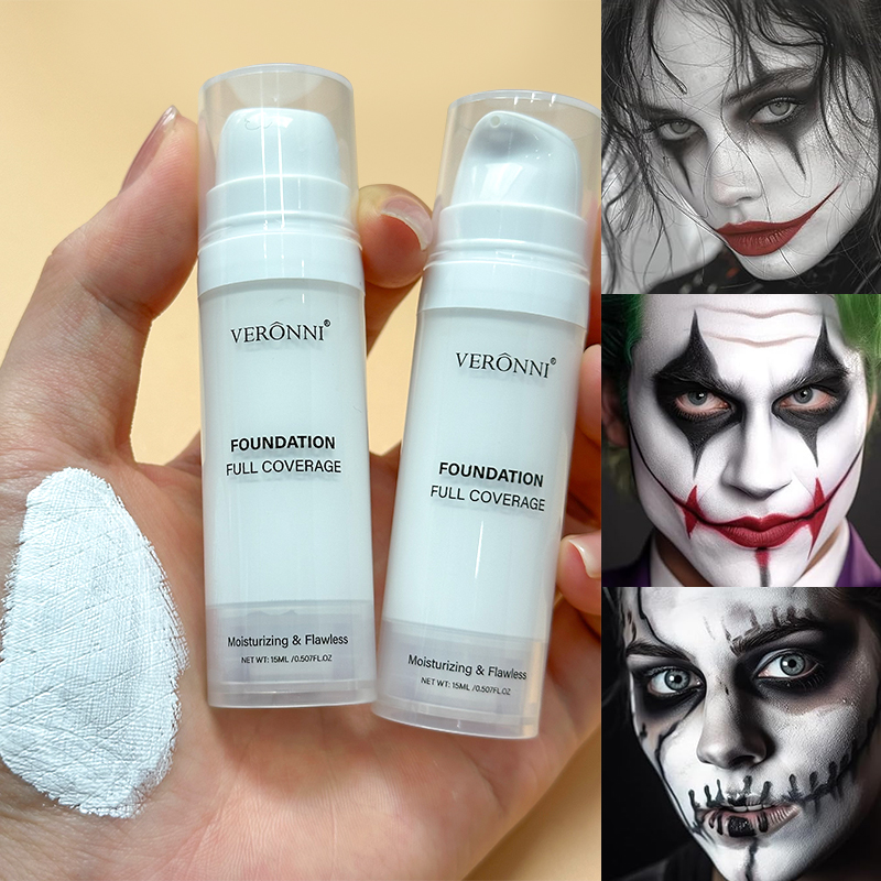 Beauty Makeup Foundation - ฮาโลวีน Liquid Goth แต่งหน้าสีขาวการจับคู่รองพื้นคอนซีลเลอร์คอสเพลย์สีขาว Clown สีขาว