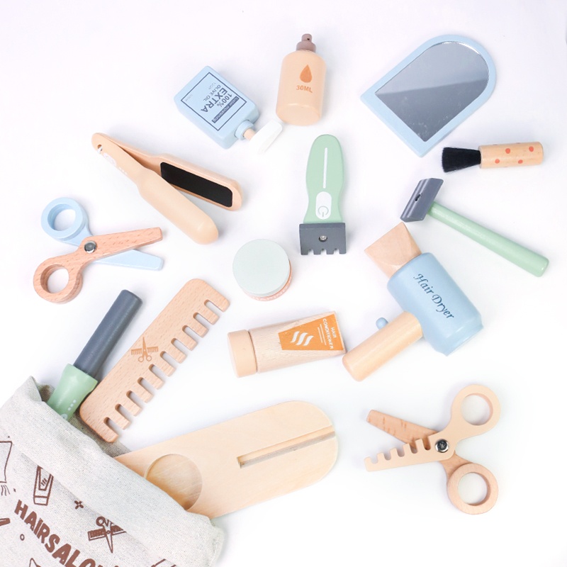 Beauty Makeup Kit For Kids - ชุดเครื่องมือแต่งหน้าทำผมไม้สำหรับเด็กเล่นบทบาทสมมติ ของเล่นเด็กและของขวัญ