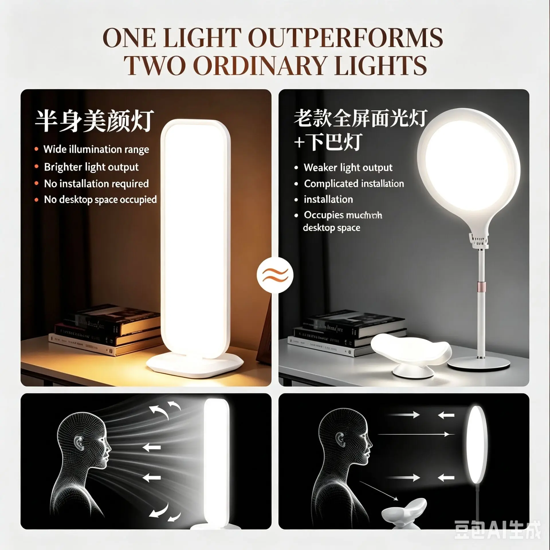 ไฟ LED ตั้งโต๊ะแบบครึ่งตัว ปรั - Beauty Makeup Tiktok บทวิจารณ์และราคา