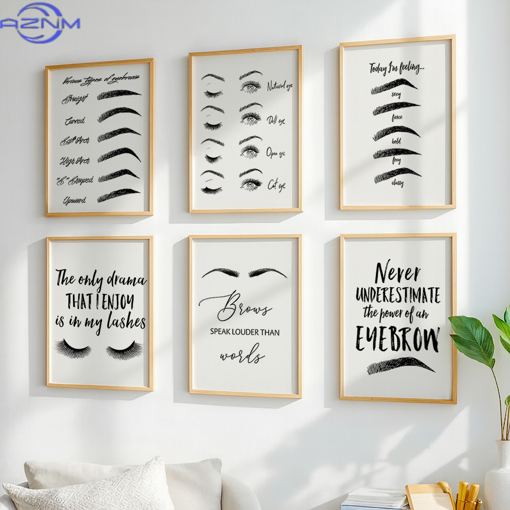 ชุดภาพพิมพ์บนผ้าใบลายคิ้วและขน - Beauty Of Makeup Quotes บทวิจารณ์และราคา