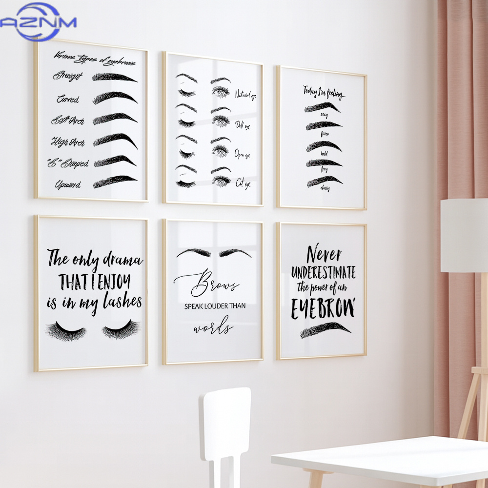 ชุดภาพพิมพ์บนผ้าใบลายคิ้วและขน - Beauty Of Makeup Quotes บทวิจารณ์และราคา