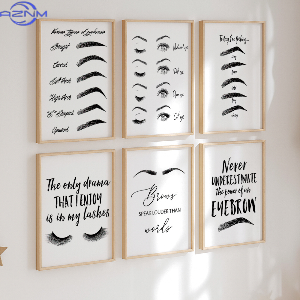 ชุดภาพพิมพ์บนผ้าใบลายคิ้วและขน - Beauty Of Makeup Quotes บทวิจารณ์และราคา
