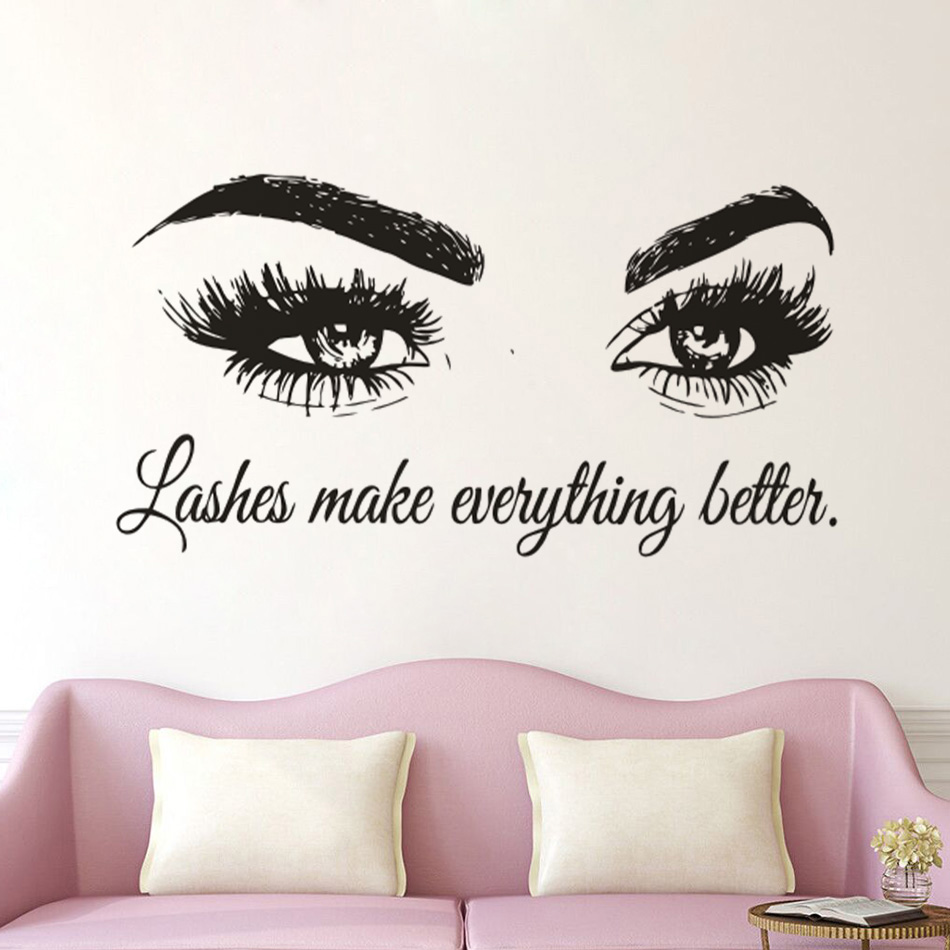 ขนตาไวนิล Wall Decal ร้านเสริม - Beauty Of Makeup Quotes บทวิจารณ์และราคา