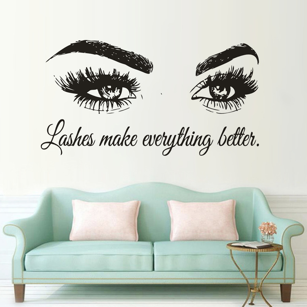 ขนตาไวนิล Wall Decal ร้านเสริม - Beauty Of Makeup Quotes บทวิจารณ์และราคา