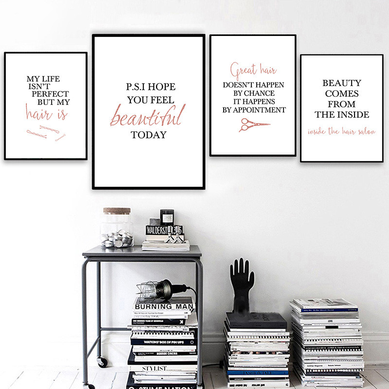 ร้านตัดผมอ้างโปสเตอร์ศิลปะทรงผ - Beauty Of Makeup Quotes บทวิจารณ์และราคา