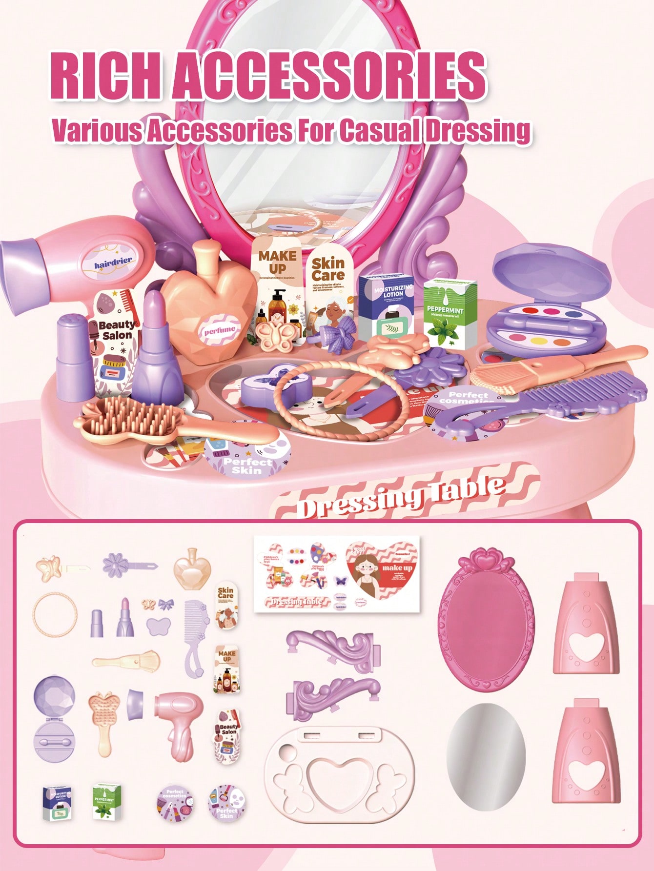 ชุดของเล่นโต๊ะเครื่องแป้งเจ้าห - Beauty Makeup Kit For Kids บทวิจารณ์และราคา
