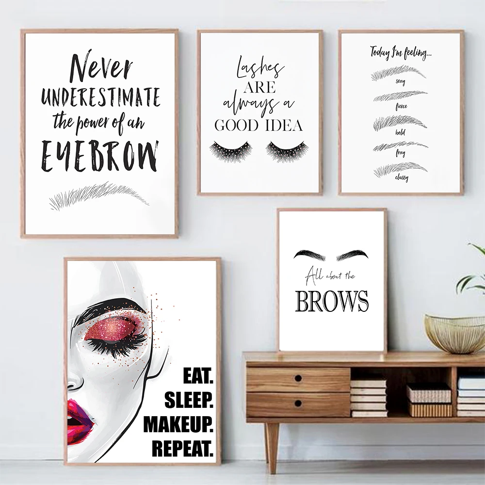 โปสเตอร์ศิลปะบนผนังสำหรับแต่งห - Beauty Of Makeup Quotes บทวิจารณ์และราคา