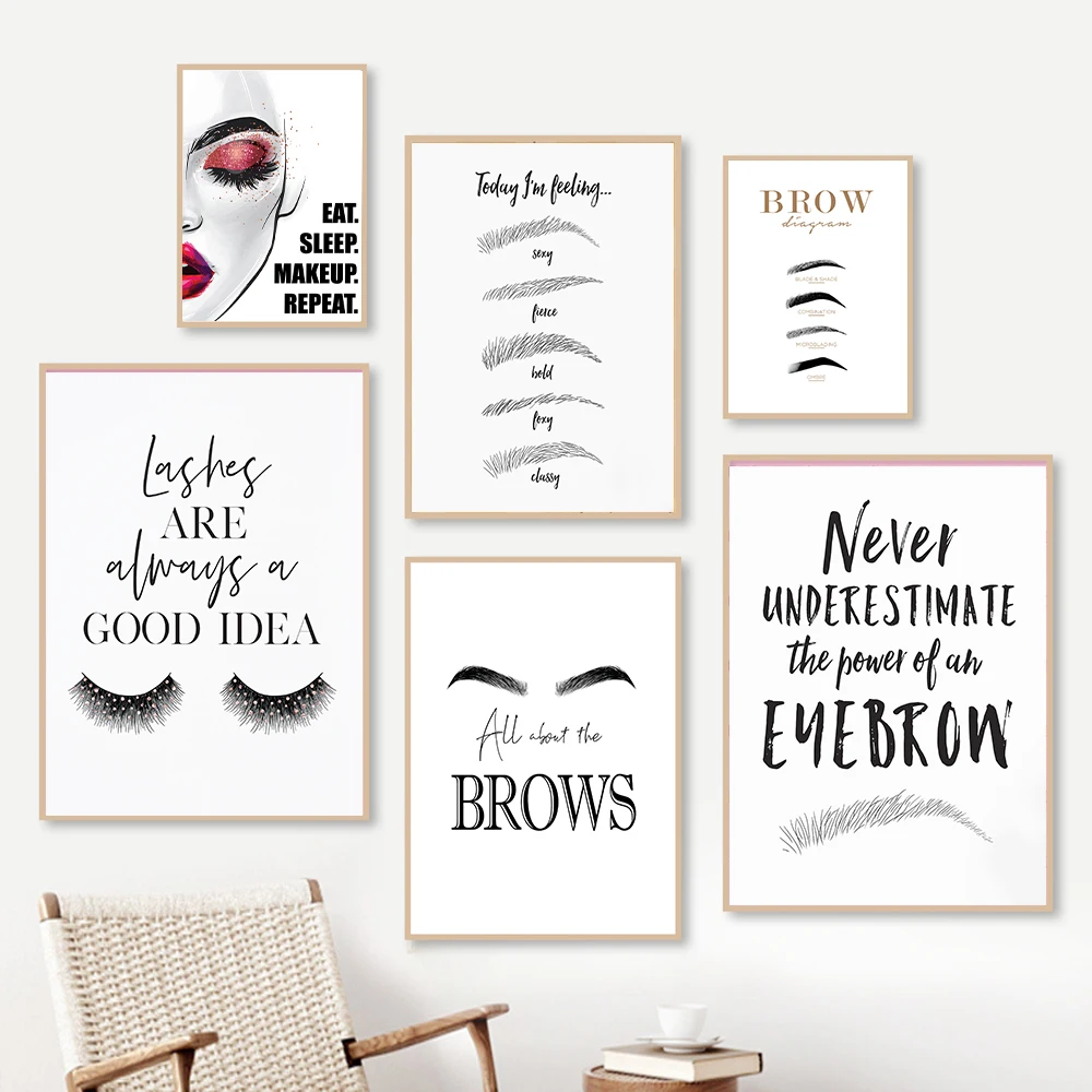 โปสเตอร์ศิลปะบนผนังสำหรับแต่งห - Beauty Of Makeup Quotes บทวิจารณ์และราคา